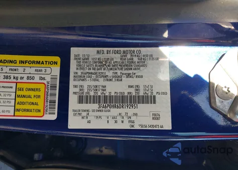 2013 Ford Fusion Se from USA, damaged, VIN 3FA6P0HR6DR192951